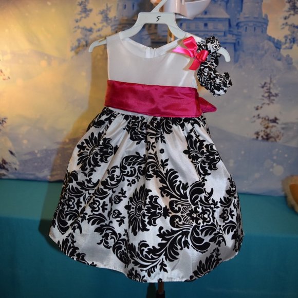 NWT ~ Kids Dream Fuchsia Flourish Sash Dress & Headband 6-9 Months - Picture 3 of 6